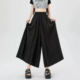 Huidianyin Ice Silk Wide Leg Pants Women Summer Loose Korean Lazy Casual Ankle Length Pants Fashion High Waist All-match Streetwear