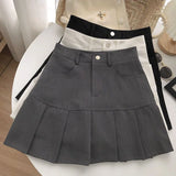 Huidianyin Fashion Women Pleated Skirts Korean High Waist Button Mini Skirts Elegant All Match Female A Line Skirt Summer New