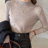 Huidianyin Sweater Women Fashion New Stretch Basic Tops Knitted Pullovers Long Sleeve Bottoming Jumper Ladies Sweater New