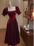 Huidianyin French Burgundy Evening Party Dress Women 2024 Summer Elegant Romantic Prom Vestidos Korean A-line Graduation Dresses