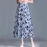 Huidianyin Women Mesh Skirt Fashion Hook Flower Loose Midi Skirt Elegant Female Casual All Match Skirts Summer New