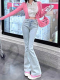 Huidianyin Elegant Sweet Y2K Jeans Women High Waist Casual Vintage Flare Pants Female Bodycon Korean Fashion Denim Pants Winter 2024