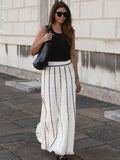 Huidianyin Striped Knitted Long Skirt Women Summer Tassel High Waist Maxi Skirts Women's Autumn Street Elegant Loose Skirts Female