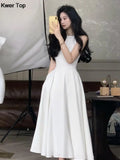 Huidianyin Romantic A-line Party Dresses Women Elegant Sleeveless Birthday Graduation Midi Dress Summer New Fashion Mujers Robe