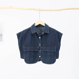 Huidianyin Double Pocket Denim Vest Loose Turn Down Collar Single-breasted Short Vests Female 2024 Autumn Y2K Sleeveless Streetwear