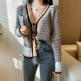 Huidianyin Winter Women Sweet Cartoon Print Knit Short Cardigan Long Sleeve Casual Warm Loose Sweater