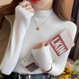 Huidianyin Sweater Women Fashion New Stretch Basic Tops Knitted Pullovers Long Sleeve Bottoming Jumper Ladies Sweater New