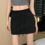 Huidianyin Summer High Waist Drawstring Slim Bag Hip Skirt Women's Casual Skirt Hotsweet A line Skirt