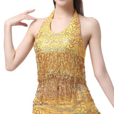 Huidianyin Women's Belly Dance Costume Belly Dance Shirt Inch Shirt Sequins Tassel Dance Shirt