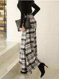 Huidianyin Office Korean Plaid Pant High Waist Trousers Capris 2024 New Fashion Women Casual Wide Leg Pants Female Autumn Winter