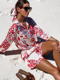 Huidianyin Women's Shirt Sets Fashion Printed Summer Long Sleeve Shirt + Shorts 2 Pieces Set 2024 Lady Vintage Holiday Beach Casual Outfits