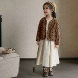 Huidianyin Autumn Kids Girls Beige Grey Simple Casual Patchwork Princess Elegant Long Sleeve Dresses Korean Style