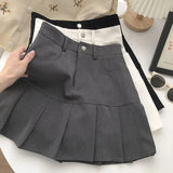 Huidianyin Fashion Women Pleated Skirts Korean High Waist Button Mini Skirts Elegant All Match Female A Line Skirt Summer New