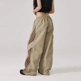 Huidianyin Baggy Streetwear Cargo Pants Women Korean High Waist Striped Parachute Sweatpants Bf Oversize Hip Hop Wide Leg Trousers