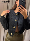 Huidianyin Short Bomber Jacket Women 2024 Autumn Winter Casual Frayed Single-breasted Solid Short Coats Elegant Office Lady Jackets