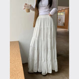 Huidianyin High Waist White Mini Skirt Women Fashion Korean Patchwork A-Line Skirts Female Summer Solid Elegant All-Match Long Skirt