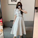 Huidianyin Fragrant New Summer Fashion Korean Sweet Elegant 2 Piece Set Women Coat Top + Midi Skirt Suits Womens Two Peice Sets