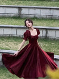 Huidianyin French Burgundy Evening Party Dress Women 2024 Summer Elegant Romantic Prom Vestidos Korean A-line Graduation Dresses