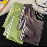 Huidianyin Striped Sweatpants Women Y2K High Waist Loose Streetwear Korean Jogging Trousers Bf Fashion All-Match Wide Leg Pants