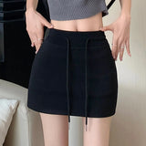 Huidianyin Summer High Waist Drawstring Slim Bag Hip Skirt Women's Casual Skirt Hotsweet A line Skirt