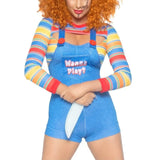 Huidianyin Women's 2 Pcs Halloween Costumes Scary Nightmare Killer Doll Wanna Play Movie Character Dress Chucky Doll Costume Sets