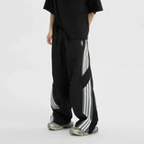 Huidianyin Baggy Streetwear Cargo Pants Women Korean High Waist Striped Parachute Sweatpants Bf Oversize Hip Hop Wide Leg Trousers