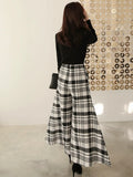 Huidianyin Office Korean Plaid Pant High Waist Trousers Capris 2024 New Fashion Women Casual Wide Leg Pants Female Autumn Winter