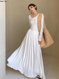 Huidianyin Casual Long Sleeve Maxi Bodycon Dress for Women Elegant Fashion Chic Evening Prom White Robe Female Spring Clothes 2024