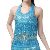 Huidianyin Women's Belly Dance Costume Belly Dance Shirt Inch Shirt Sequins Tassel Dance Shirt