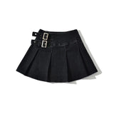 Huidianyin Summer New TARUXY Denim Y2k Skirt with Pleats and Belt 90s E-girl Korean Skirts For Women High Street Jeans Short Bottom