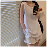 Huidianyin Summer Women Streetwear Tanks Korean Casual Female Solid Sleeveless Tops BF All Match Loose Sports T Shirts New