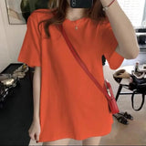 Huidianyin 100% Cotton Women Korean T Shirt Fashion Casual Female Loose Summer Tops Preppy Style All Match Student Solid Color Tees