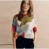 Huidianyin Patchwork Knit Pullover Women Colorful O-neck Long Sleeve Loose Sweater Female 2024 Autumn Winter Fashion Streetwear Tops