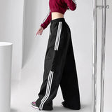 Huidianyin Sweatpants Women Hip Hop Streetwear Baggy Wide Leg Cargo Pants Bf Y2K High Waist Drawstring Joggers Trousers