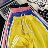 Huidianyin Striped Sweatpants Women Y2K High Waist Loose Streetwear Korean Jogging Trousers Bf Fashion All-Match Wide Leg Pants