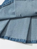 Huidianyin Summer New TARUXY Denim Y2k Skirt with Pleats and Belt 90s E-girl Korean Skirts For Women High Street Jeans Short Bottom