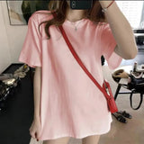 Huidianyin 100% Cotton Women Korean T Shirt Fashion Casual Female Loose Summer Tops Preppy Style All Match Student Solid Color Tees