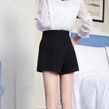 Huidianyin Women High Waist Shorts Summer Casual all match Wide Leg Pants Elegant Chic Lady Black White loose Suit Shorts new