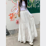 Huidianyin High Waist White Mini Skirt Women Fashion Korean Patchwork A-Line Skirts Female Summer Solid Elegant All-Match Long Skirt