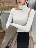 Huidianyin Knitted Women high neck Sweater Sexy Off Shoulder Pullovers Turtleneck Autumn Winter Basic Women Sweaters Slim Fit Tops