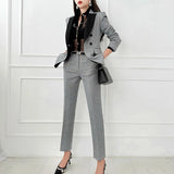 Huidianyin New 2024 Fashion Women Double Breasted Work Blazer Suits Slim Casual Pants Blazers Jackets with Trouser Two Pieces Set