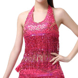 Huidianyin Women's Belly Dance Costume Belly Dance Shirt Inch Shirt Sequins Tassel Dance Shirt