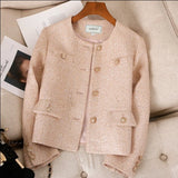 Huidianyin Fragrance Runway Fall Winter French Tweed Wool Sweet Pink Jackets Coat Women's Chic High End Female Outerwear Casacos Suit