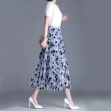 Huidianyin Women Mesh Skirt Fashion Hook Flower Loose Midi Skirt Elegant Female Casual All Match Skirts Summer New