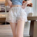 Huidianyin Women Summer Shorts Floral Lace Lolita Safety Pants  Petticoat Underpants Girls Fashion Princess Loose Shorts