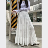 Huidianyin High Waist White Mini Skirt Women Fashion Korean Patchwork A-Line Skirts Female Summer Solid Elegant All-Match Long Skirt