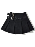 Huidianyin Summer New TARUXY Denim Y2k Skirt with Pleats and Belt 90s E-girl Korean Skirts For Women High Street Jeans Short Bottom