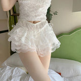 Huidianyin Women Summer Shorts Floral Lace Lolita Safety Pants  Petticoat Underpants Girls Fashion Princess Loose Shorts