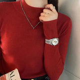 Huidianyin Sweater Women Fashion New Stretch Basic Tops Knitted Pullovers Long Sleeve Bottoming Jumper Ladies Sweater New