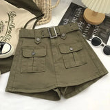 Huidianyin High Waist Cargo Skirts Women Fashion Korean Chic with Belt Short Culotte Skirts Female Pocket Streetwear Jean Mini Skirts